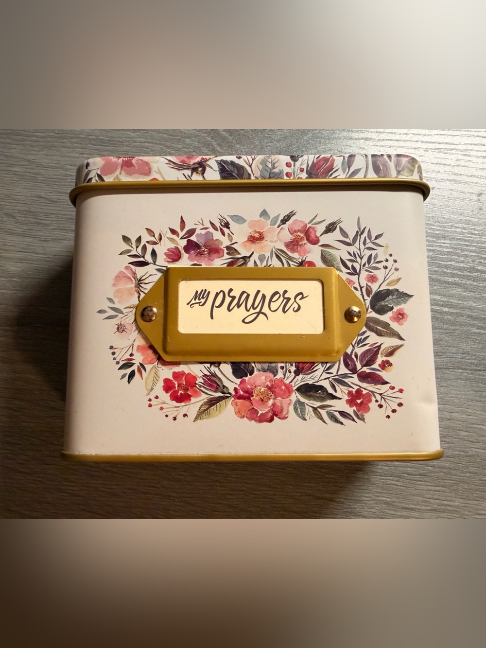 Floral Metal Keepsake Prayer Box Tin Daily Prayer